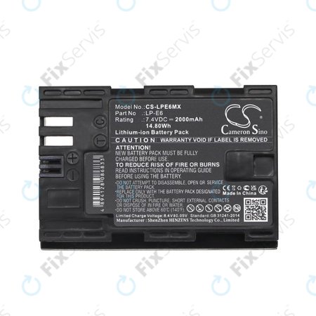 Batéria pre Canon EOS 5D Mark II, EOS 7D, EOS 70D, 2000mAh, Li-Ion, 7.4V, LP-E6, HQ