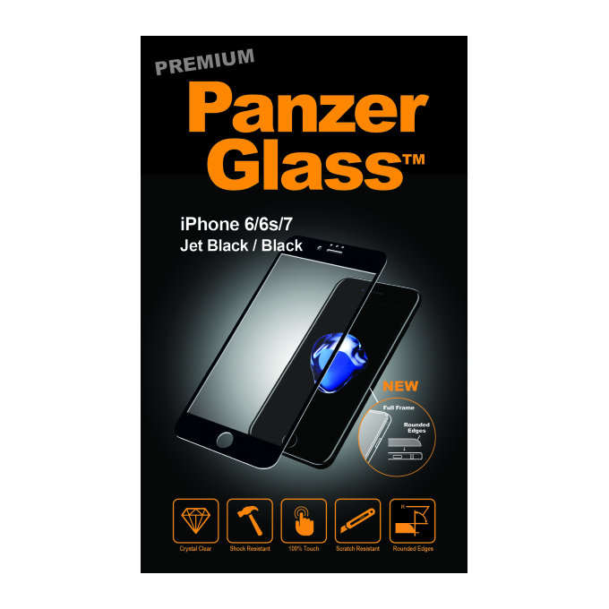 PanzerGlass PREMIUM - Tvrdené Sklo pre iPhone 6, 6S, 7, 8, SE 2020 a SE 2022, čierna