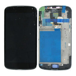 LG Nexus 4 E960 - LCD Displej + Dotykové Sklo + Rám (Black) TFT