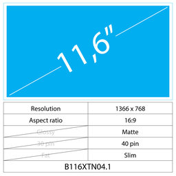 11.6 LCD Slim Matný 40 pin HD