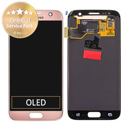 Samsung Galaxy S7 G930F - LCD Displej + Dotykové Sklo (Pink Gold) - GH97-18523E, GH97-18761E, GH97-18757E Genuine Service Pack