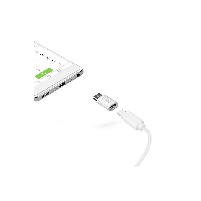 SBS - Adaptér Micro-USB / USB-C, biela