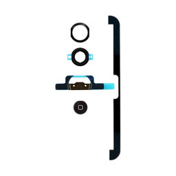 Apple iPad Mini, Mini 2 - Tlačidlo Domov + Flex Kábel + Držiak + Plastový Krúžok + Tesnenie (Black)