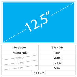 12.5 LCD Slim Matný 40 pin HD
