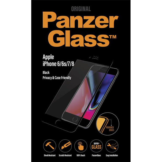 PanzerGlass - Tvrdené sklo Privacy Case Friendly pre iPhone 8/7/6s/6, čierna