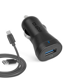 SBS - Autonabíjačka USB + Kábel USB / Micro-USB, čierna