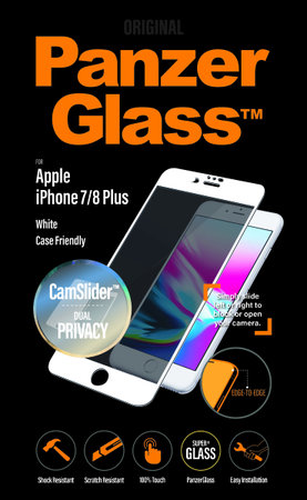PanzerGlass - Tvrdené sklo Privacy Case Friendly CamSlider pre iPhone 8/7/6s/6 Plus , biela