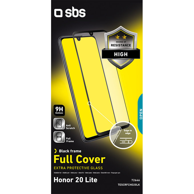 SBS - Tvrdené Sklo Full Cover pre Honor 20 Lite, čierna