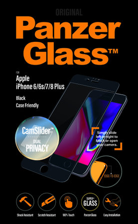 PanzerGlass - Tvrdené sklo Privacy Case Friendly CamSlider pre iPhone 8/7/6s/6 Plus , čierna