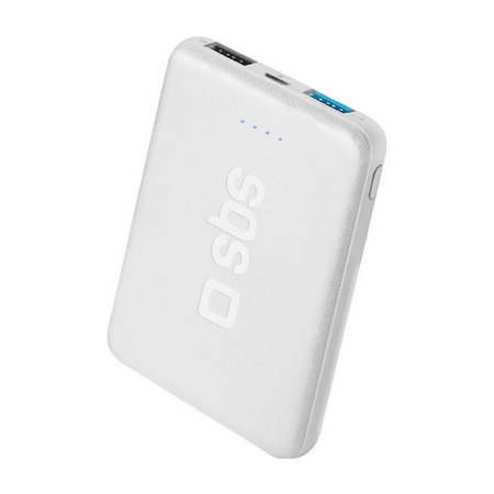 SBS - PowerBank 5000 mAh, 2x USB 2,1A, 1A, biela