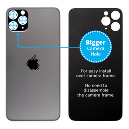 Apple iPhone 11 Pro - Sklo Zadného Housingu so Zväčšeným Otvorom na Kameru (Space Gray)