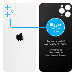 Apple iPhone 11 Pro Max - Sklo Zadného Housingu so Zväčšeným Otvorom na Kameru (Silver)