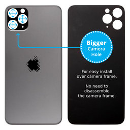 Apple iPhone 11 Pro Max - Sklo Zadného Housingu so Zväčšeným Otvorom na Kameru (Space Gray)