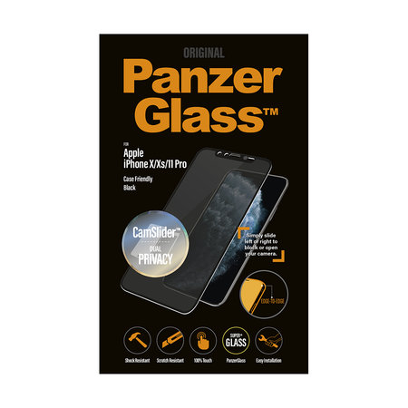 PanzerGlass - Tvrdené Sklo Case Friendly CamSlider Privacy pre iPhone X, XS a 11 Pro, black