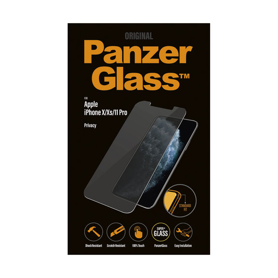 PanzerGlass - Tvrdené Sklo Privacy Standard Fit pre iPhone X, XS a 11 Pro, transparentná