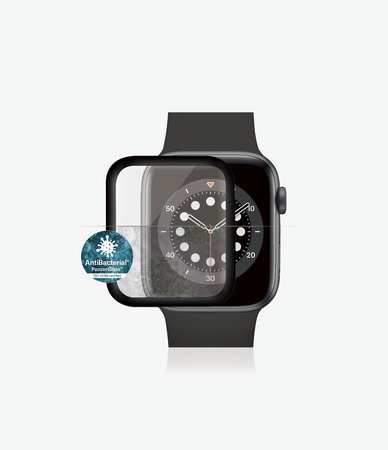 PanzerGlass - Tvrdené Sklo Full Silicone pre Apple Watch Series 4, 5, 6, SE (1st gen) a SE (2nd gen) 44mm, čierna