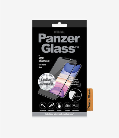 PanzerGlass - Tvrdené sklo Case Friendly CamSlider Swarovski pre iPhone 11/XR, čierna
