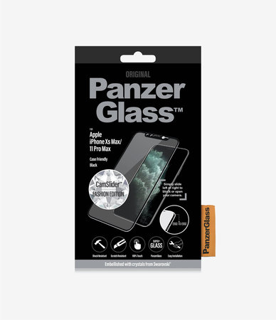 PanzerGlass - Tvrdené sklo Case Friendly CamSlider Swarovski pre iPhone 11 Pro Max/XS Max, čierna