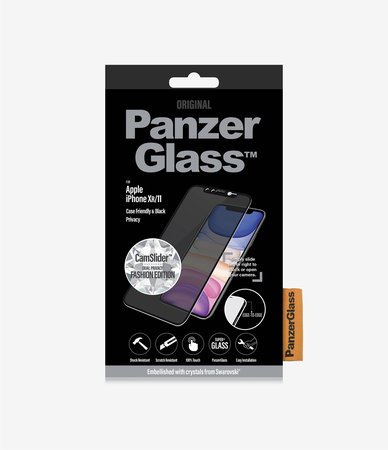 PanzerGlass - Tvrdené Sklo Privacy Case Friendly CamSlider Swarovski pre iPhone XR a 11, black