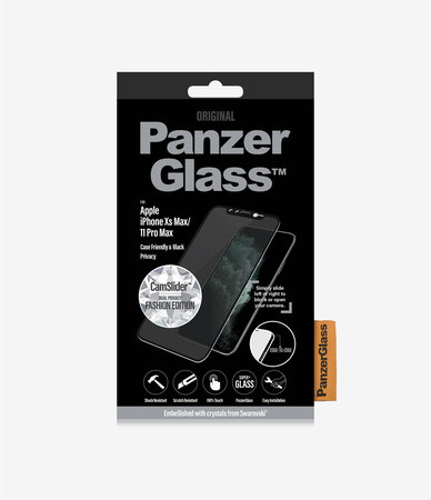 PanzerGlass - Tvrdené sklo Privacy Case Friendly CamSlider Swarovski pre iPhone 11 Pro Max/XS Max, čierna