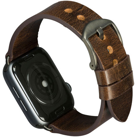 MODE - Kožený náramok Bornholm pre Apple Watch 44 mm, tmavohnedá/vesmírna šedá