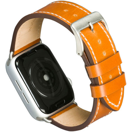 MODE - Kožený náramok Copenhagen pre Apple Watch 44 mm, hnedá/strieborná