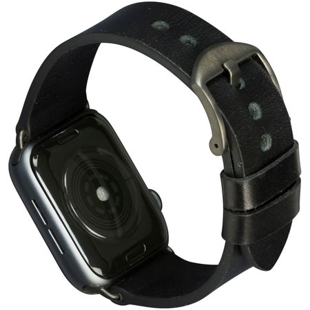 MODE - Kožený náramok Bornholm pre Apple Watch 44 mm, čierna/vesmírna šedá