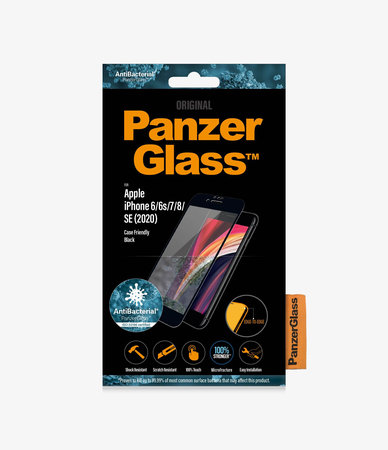 PanzerGlass - Tvrdené Sklo Case Friendly AB pre iPhone 6, 6s, 7, 8, SE 2020 a SE 2022, čierna