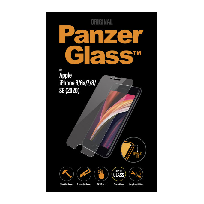 PanzerGlass - Tvrdené Sklo Standard Fit pre iPhone SE 2020, 8, 7, 6s, 6, transparentná