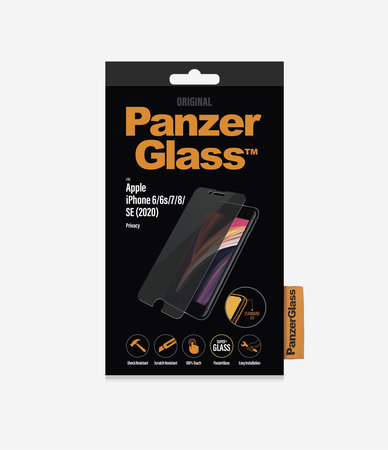 PanzerGlass - Tvrdené Sklo Privacy Standard Fit pre iPhone 6, 6s, 7, 8, SE 2020 a SE 2022, transparent