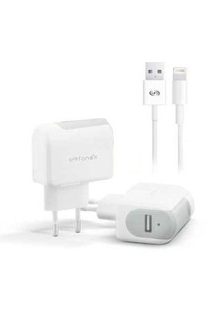 Fonex - Nabíjací Adaptér USB + Kábel USB / Lightning, 10W, biela