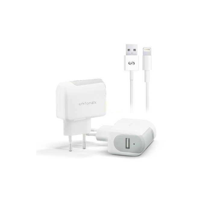 Fonex - Nabíjací Adaptér USB + Kábel USB / Lightning, 10W, biela