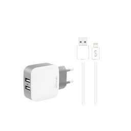 Fonex - Nabíjací Adaptér 2x USB + Kábel USB / Lightning, 10W, biela