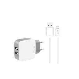 Fonex - Nabíjací Adaptér 2x USB + Kábel USB / Lightning, 10W, biela