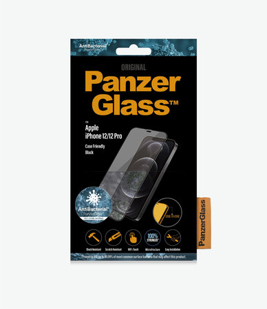 PanzerGlass - Tvrdené Sklo Case Friendly AB pre iPhone 12 a 12 Pro, čierna