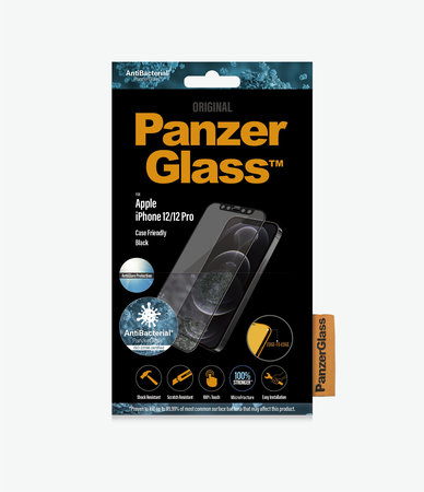 PanzerGlass - Tvrdené Sklo Case Friendly AntiGlare pre iPhone 12 a 12 Pro, čierna