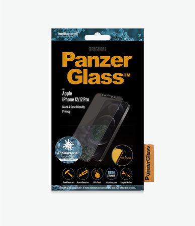 PanzerGlass - Tvrdené Sklo Privacy Case Friendly AB pre iPhone 12 a 12 Pro, čierna