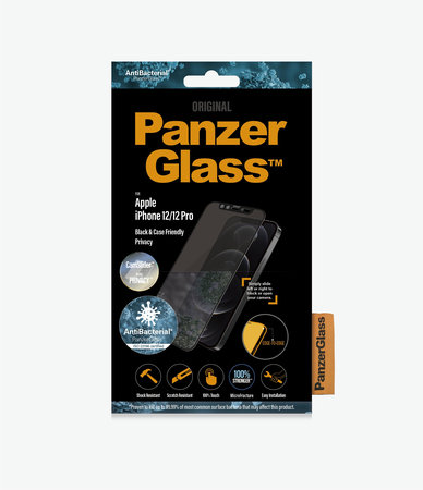 PanzerGlass - Tvrdené Sklo Privacy Case Friendly CamSlider AB pre iPhone 12 a 12 Pro, čierna