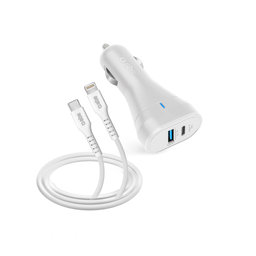 SBS - Autonabíjačka USB, USB-C + Kábel USB-C / Lightning, biela