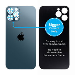 Apple iPhone 12 Pro - Sklo Zadného Housingu so Zväčšeným Otvorom na Kameru (Blue)