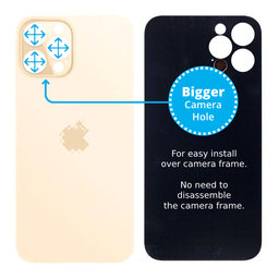 Apple iPhone 12 Pro Max - Sklo Zadného Housingu so Zväčšeným Otvorom na Kameru (Gold)