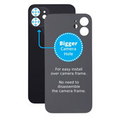 Apple iPhone 12 - Sklo Zadného Housingu so Zväčšeným Otvorom na Kameru (Black)