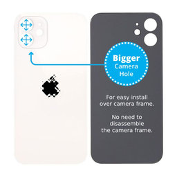 Apple iPhone 12 - Sklo Zadného Housingu so Zväčšeným Otvorom na Kameru (White)