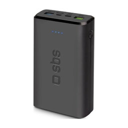 SBS - PowerBank 20 000 mAh, 2x USB, USB-C, Micro-USB, čierna
