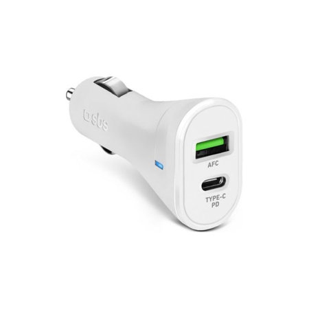 SBS - Autonabíjačka USB-C PowerDelivery 20W, USB 18W, biela