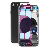 Apple iPhone SE (2nd Gen 2020) - Zadný Housing s Malými Dielmi (Black)