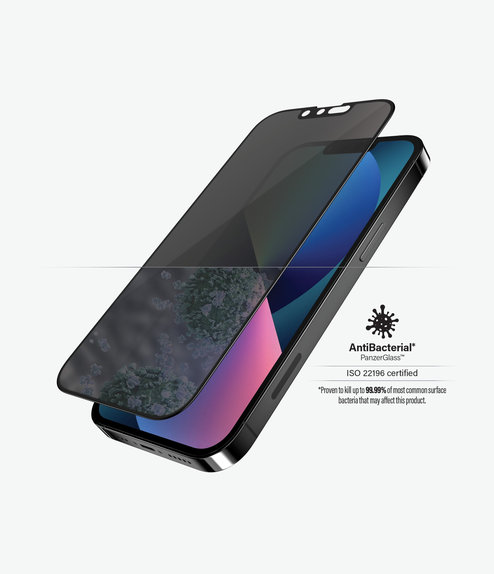 PanzerGlass - Tvrdené Sklo Case Friendly Privacy AB pre iPhone 13, 13 Pro, 14 a 16e, čierna