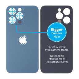 Apple iPhone 13 Pro - Sklo Zadného Housingu so Zväčšeným Otvorom na Kameru (Blue)