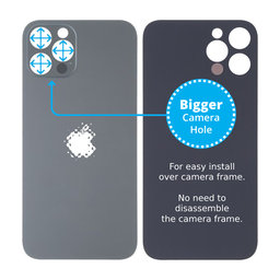 Apple iPhone 13 Pro Max - Sklo Zadného Housingu so Zväčšeným Otvorom na Kameru (Graphite)