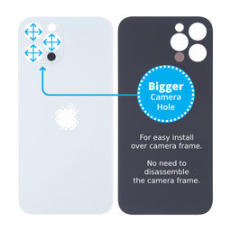 Apple iPhone 13 Pro Max - Sklo Zadného Housingu so Zväčšeným Otvorom na Kameru (Silver)